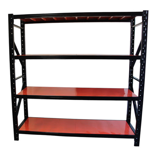 2m X 2m X 60cm Metal Warehouse Garage Shelf Storage Shelving - Gloss Black/ Orange