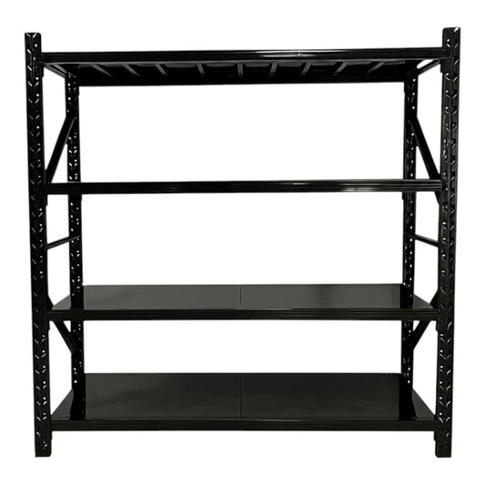 2m X 2m X 60cm Metal Warehouse Garage Shelf Storage Shelving - Gloss Black
