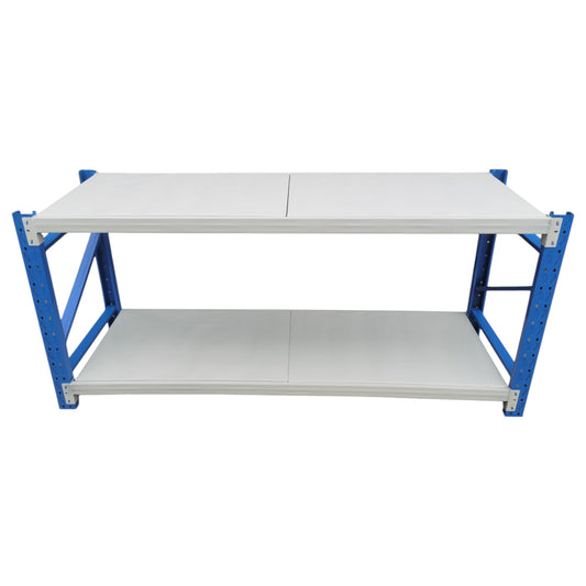 2m L X 0.9 H X 0.6 D Metal Workbench Storage Tools Shelf – Blue/Light Grey