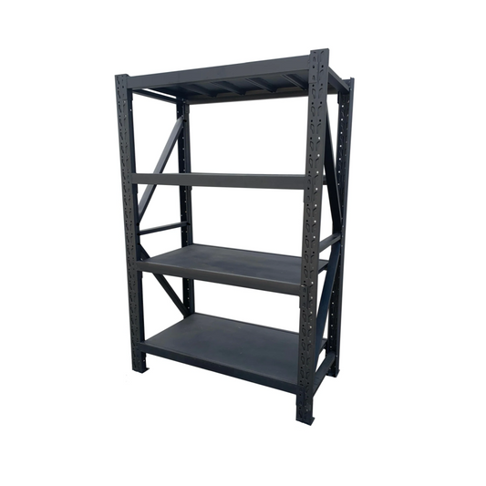 1.2m X 2m X 60cm Metal Warehouse Garage Shelf Storage Shelving - Matte Black