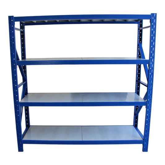 2m X 2m X 60cm Metal Warehouse Garage Shelf Storage Shelving - Blue/Blue/Grey