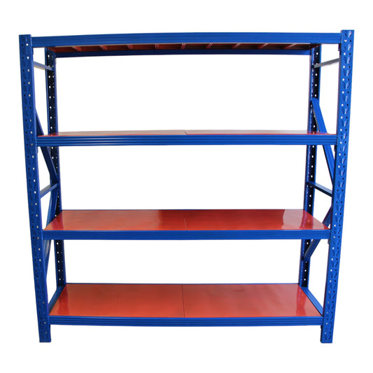 2m X 2m X 60cm Metal Warehouse Garage Shelf Storage Shelving - Blue/Blue/Orange