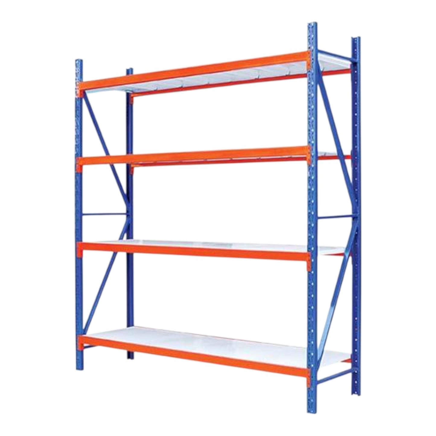 2m X 2m X 60cm Metal Warehouse Garage Shelf Storage Shelving - Blue/Orange/Grey