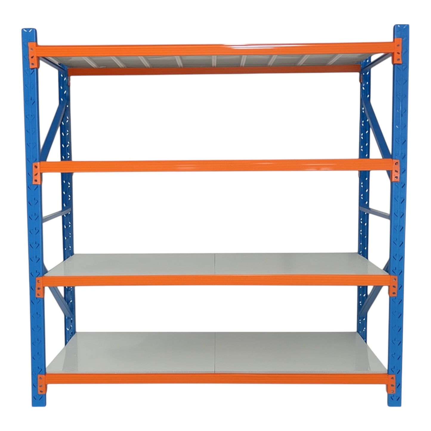 2m X 2m X 60cm Metal Warehouse Garage Shelf Storage Shelving - Blue/Orange/Grey
