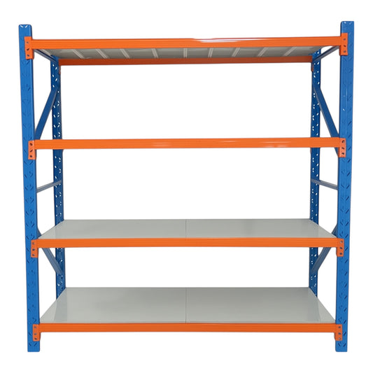 2m X 2m X 60cm Metal Warehouse Garage Shelf Storage Shelving - Blue/Orange/Grey