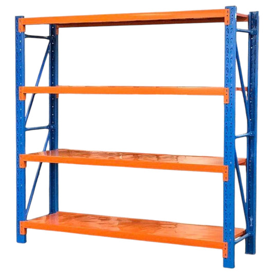 2m X 2m X 60cm Metal Warehouse Garage Shelf Storage Shelving - Blue/Orange/Orange