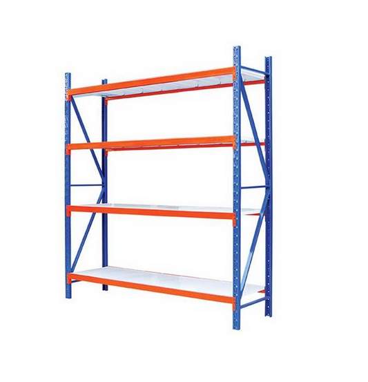2m X 2m X 50cm Metal Warehouse Garage Shelf Storage Shelving - Blue/Orange/Grey