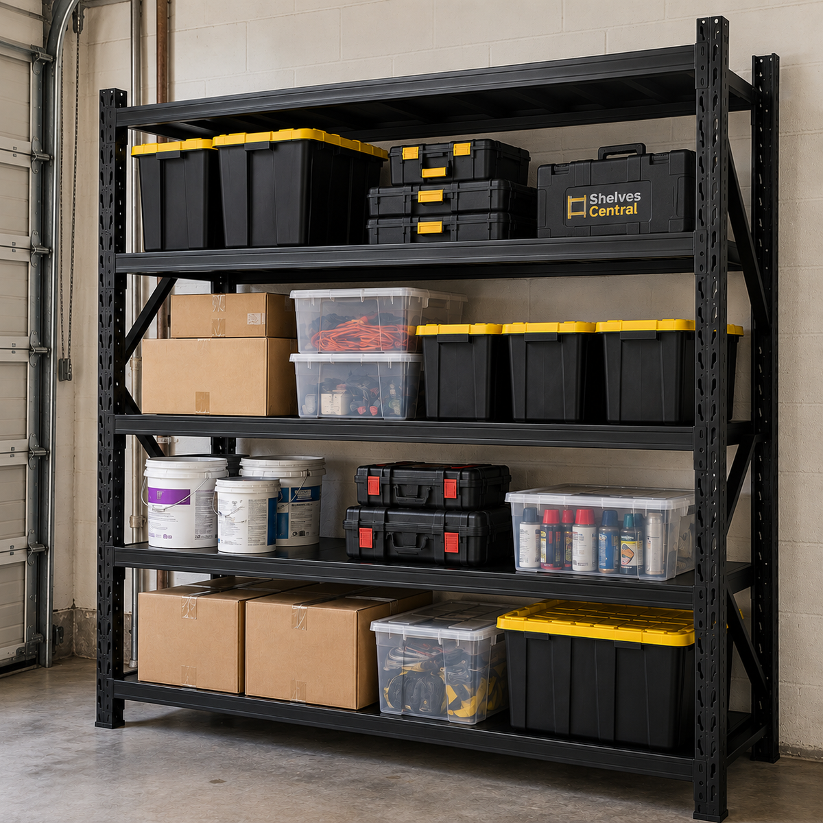 2m X 2m X 60cm Metal Warehouse Garage Shelf Storage Shelving - Matte Black