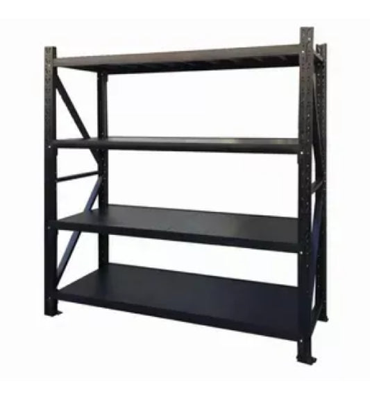 1.8m X 2m X 60cm Metal Warehouse Garage Shelf Storage Shelving - Matte Black