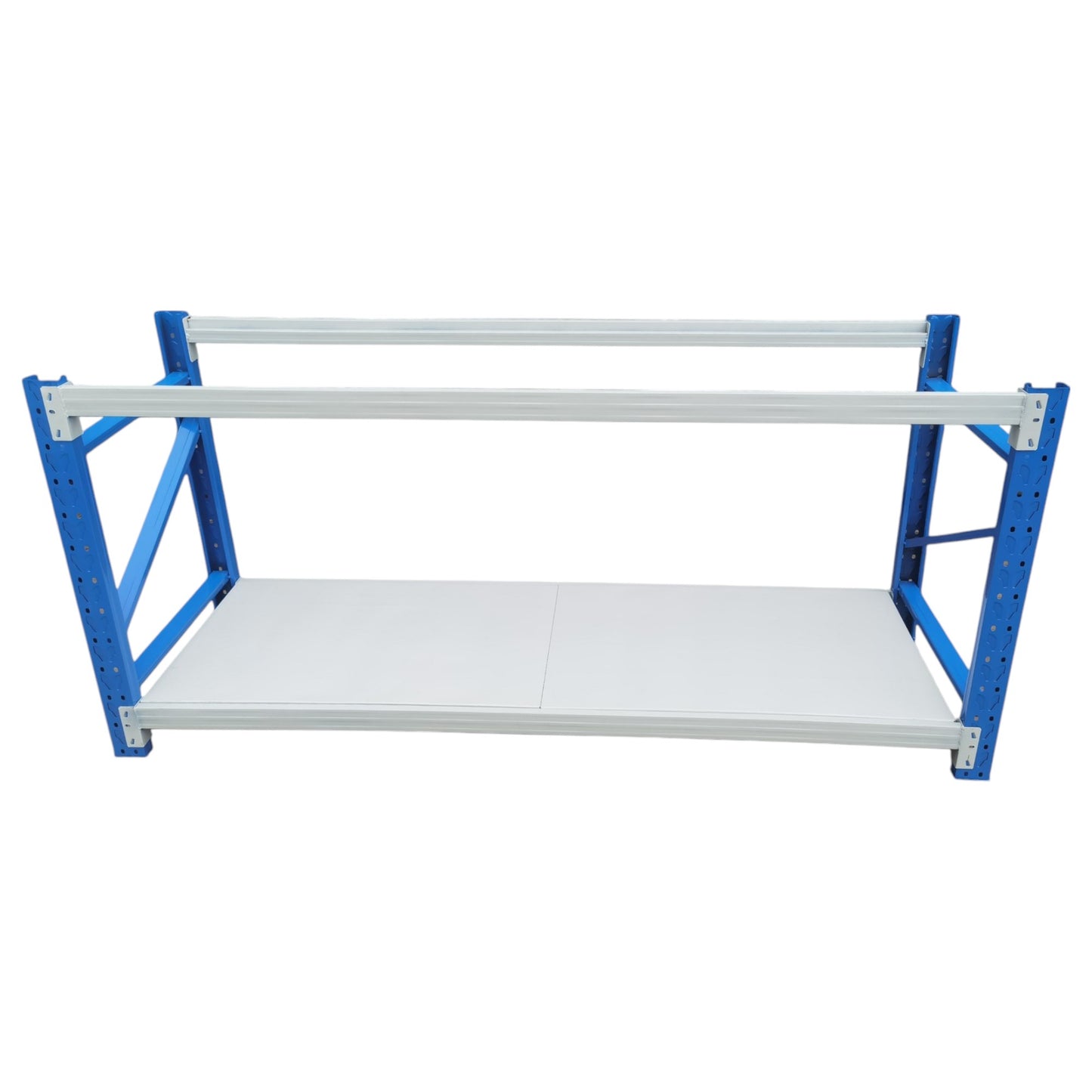 2m L X 0.9 H X 0.6 D Metal Workbench Storage Tools Shelf – Blue/Light Grey