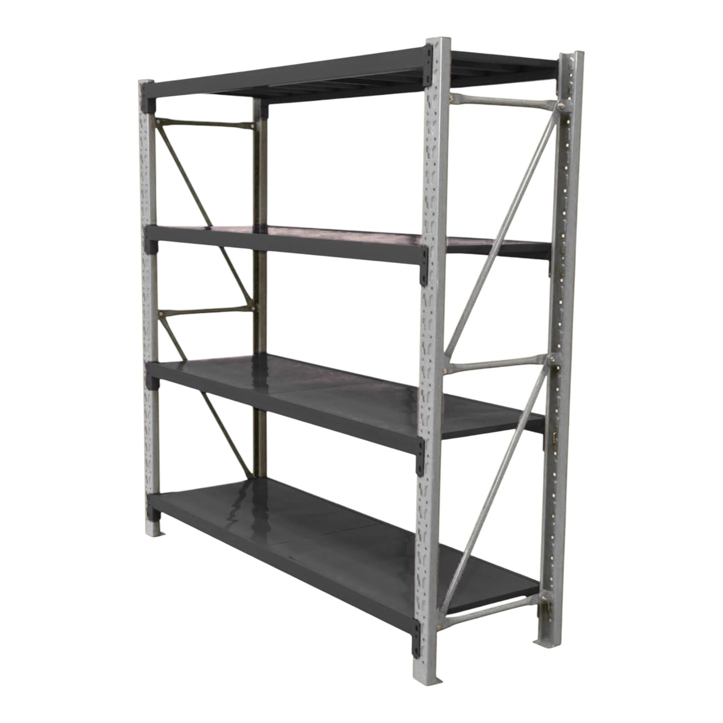2m X 2m X 60cm Metal Warehouse Garage Shelf Storage Shelving - Grey/Black/Black
