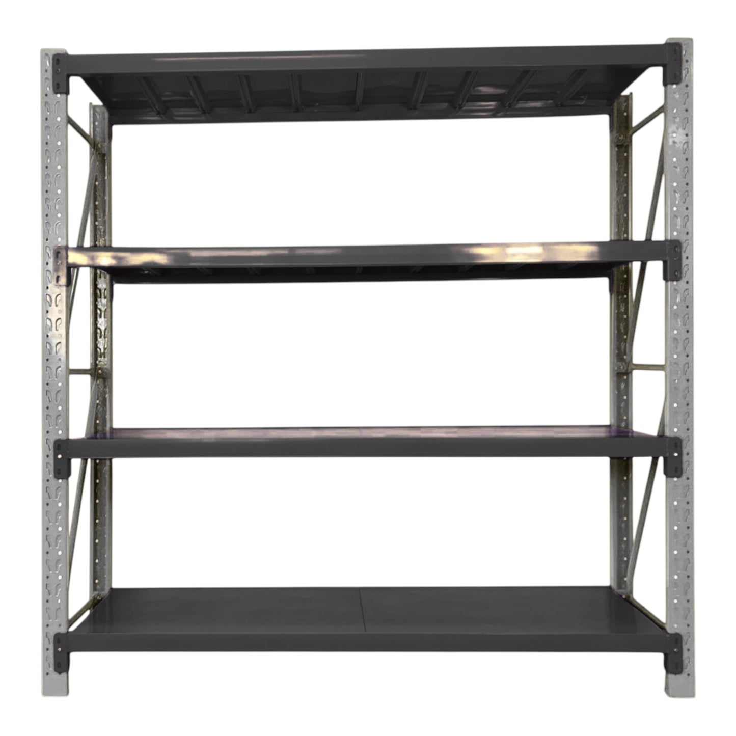 2m X 2m X 60cm Metal Warehouse Garage Shelf Storage Shelving - Grey/Black/Black