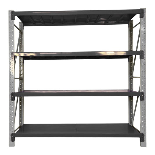 2m X 2m X 60cm Metal Warehouse Garage Shelf Storage Shelving - Grey/Black/Black