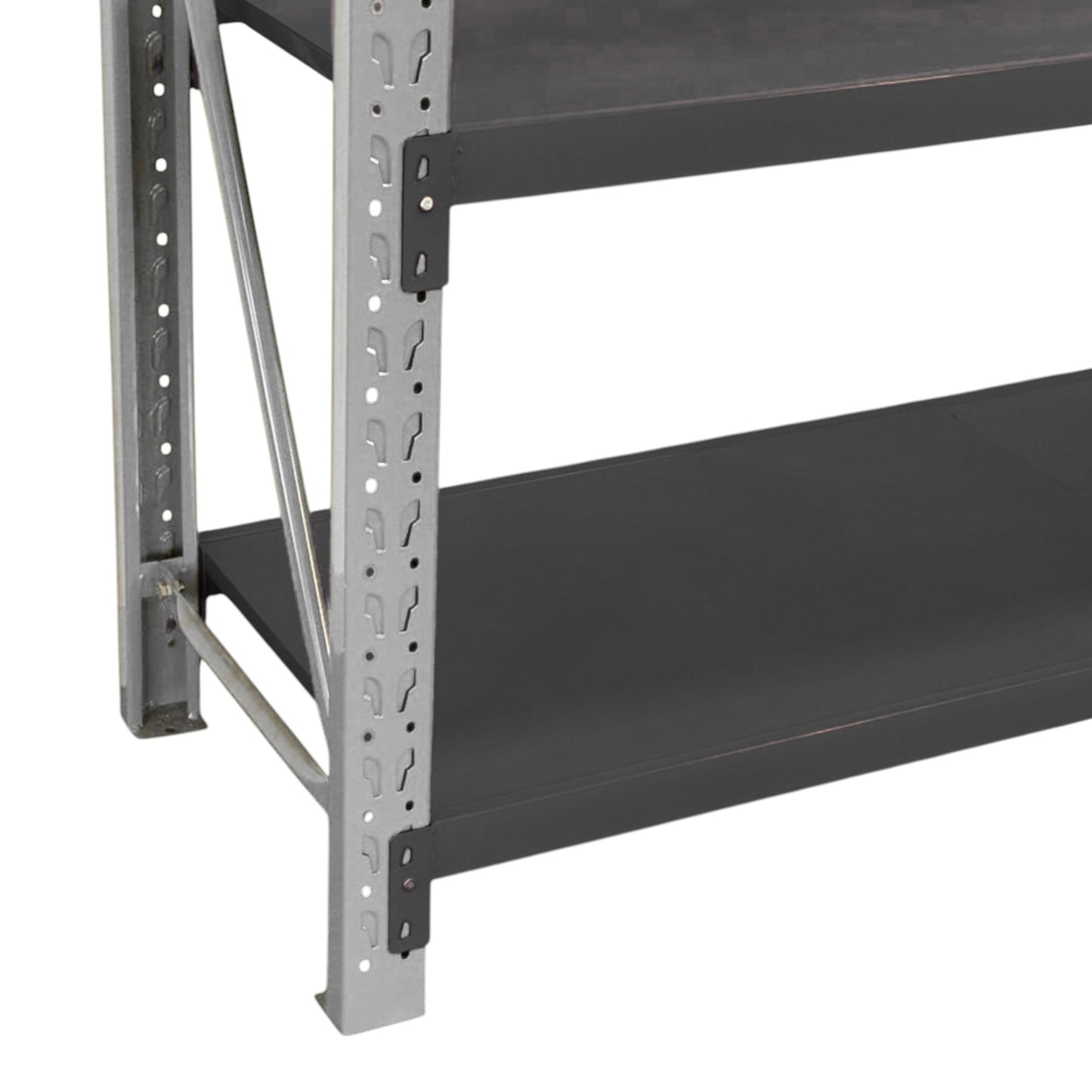 2m X 2m X 60cm Metal Warehouse Garage Shelf Storage Shelving - Grey/Black/Black