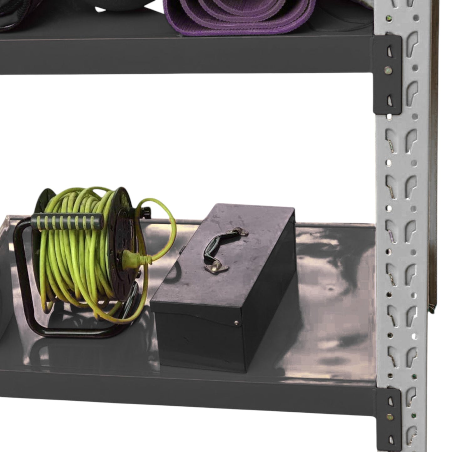 2m X 2m X 60cm Metal Warehouse Garage Shelf Storage Shelving - Grey/Black/Black