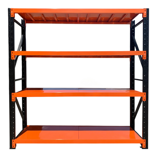 2m X 2m X 60cm Metal Warehouse Garage Shelf Storage Shelving - Black/Orange/Orange