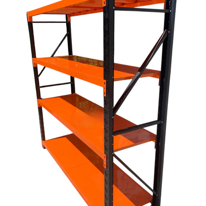 2m X 2m X 60cm Metal Warehouse Garage Shelf Storage Shelving - Black/Orange/Orange