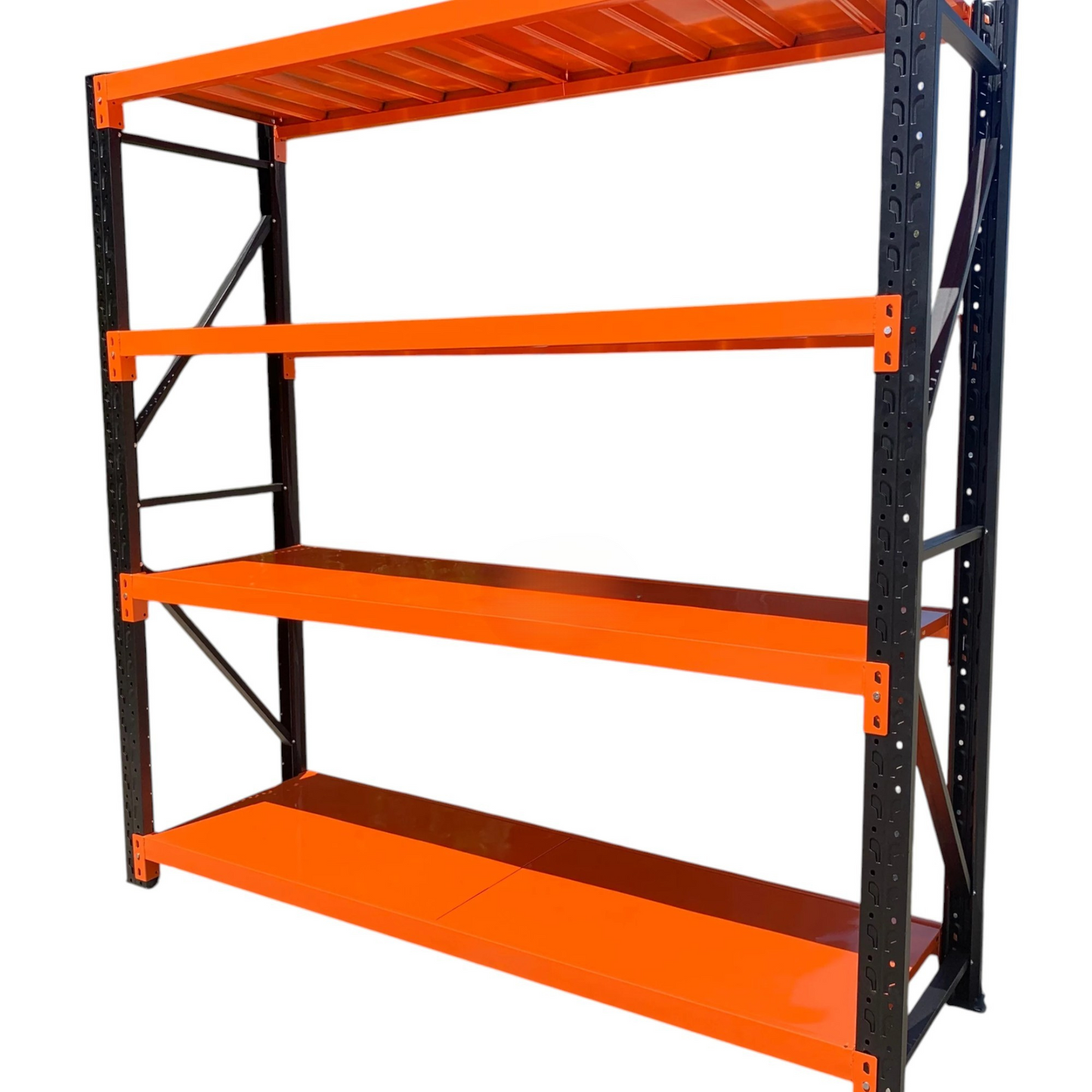2m X 2m X 60cm Metal Warehouse Garage Shelf Storage Shelving - Black/Orange/Orange
