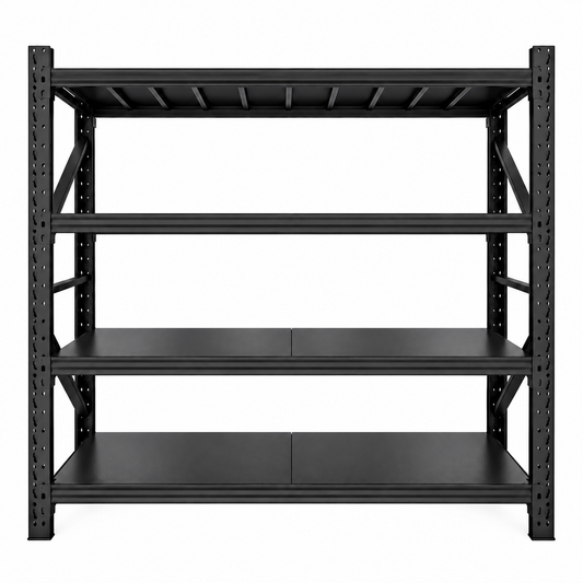 1.8m X 2m X 60cm Metal Warehouse Garage Shelf Storage Shelving - Matte Black