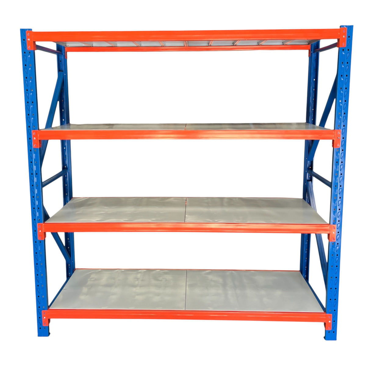 2m X 2m X 60cm Bolted Metal Warehouse Garage Shelf Storage Shelving - Blue/Orange/Grey