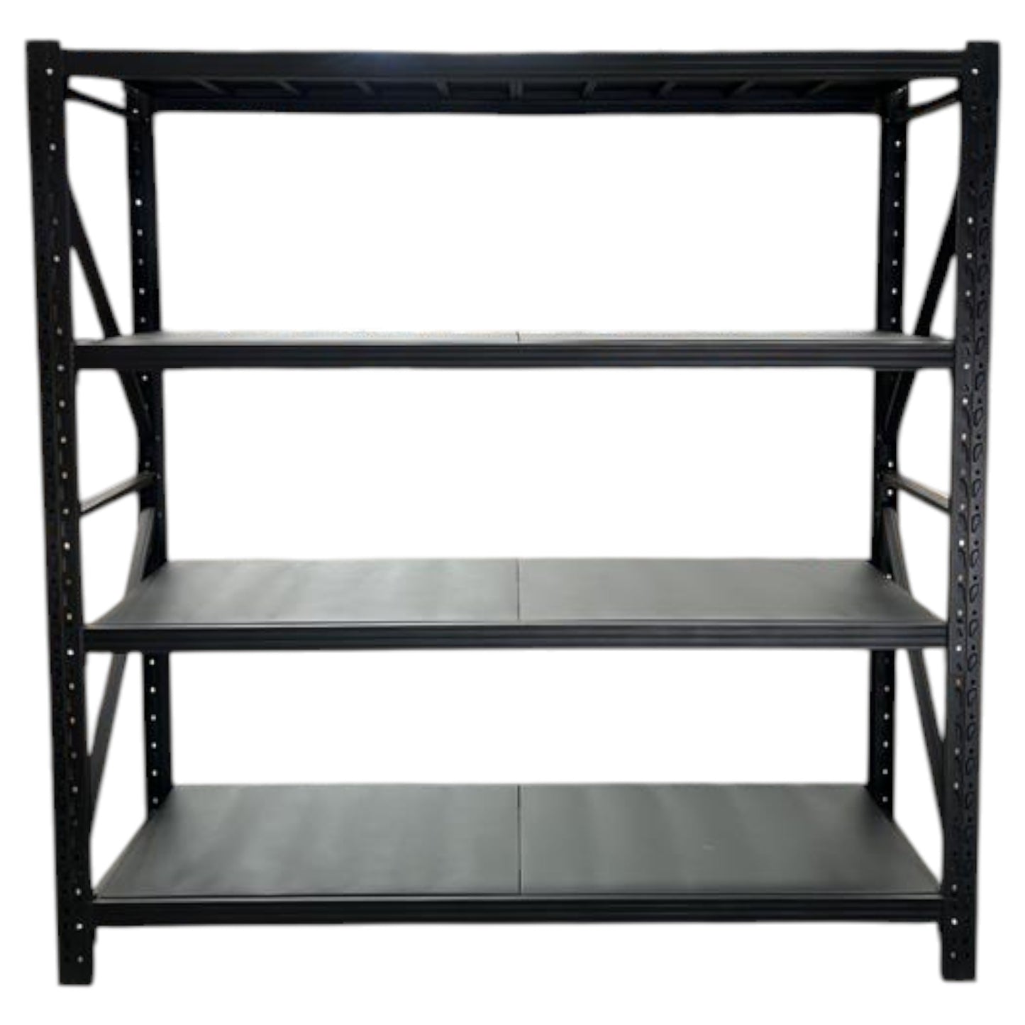 2m X 2m X 60cm Bolted Metal Warehouse Garage Shelf Storage Shelving - Matte Black