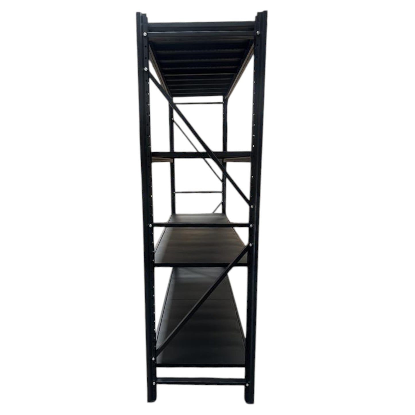 2m X 2m X 60cm Bolted Metal Warehouse Garage Shelf Storage Shelving - Matte Black