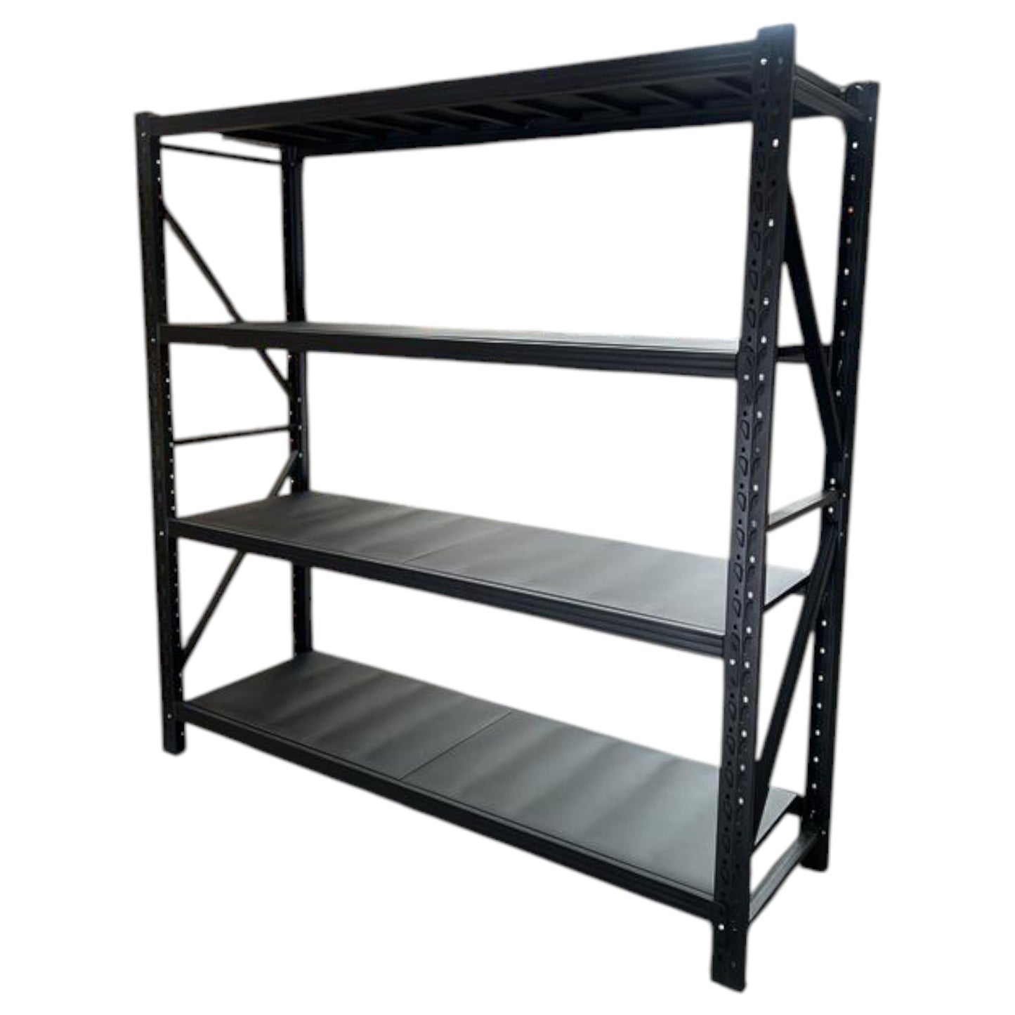 2m X 2m X 60cm Bolted Metal Warehouse Garage Shelf Storage Shelving - Matte Black