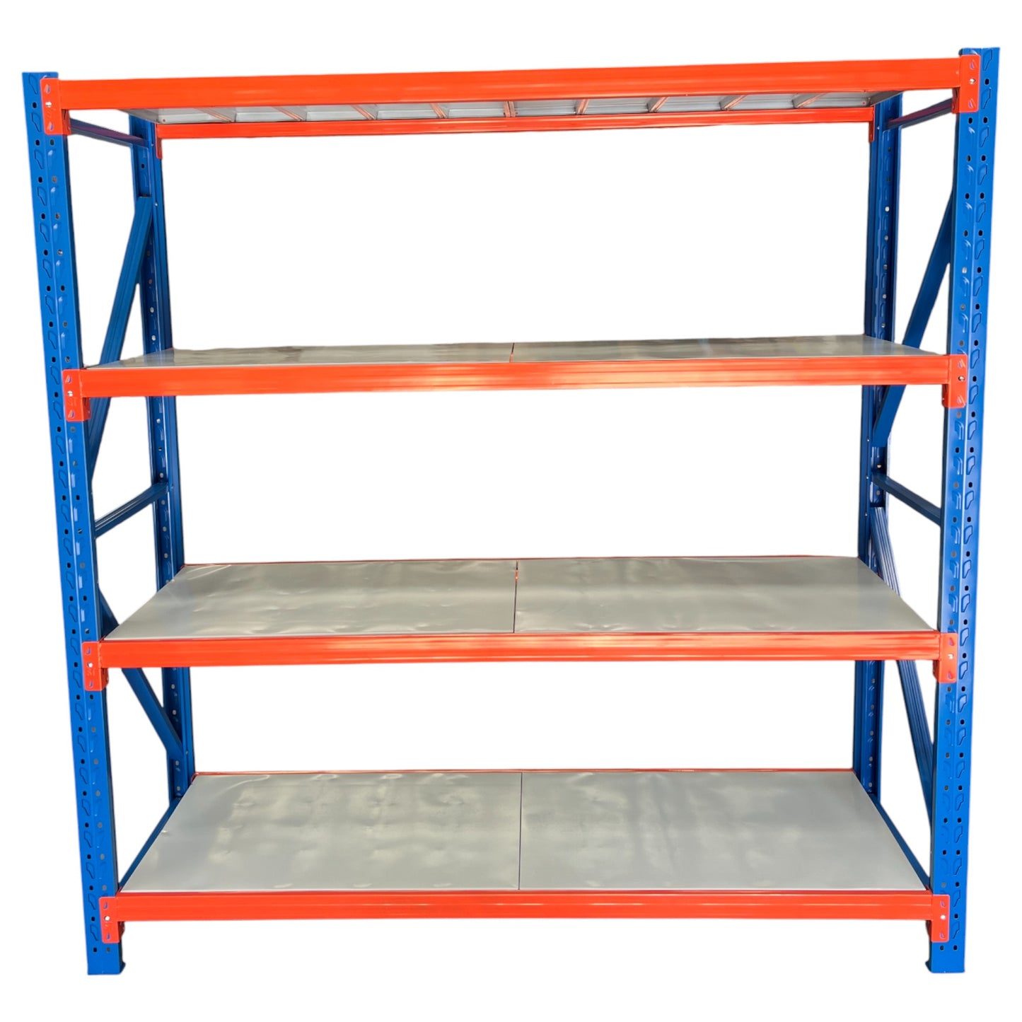 2m X 2m X 60cm Bolted Metal Warehouse Garage Shelf Storage Shelving - Blue/Orange/Grey