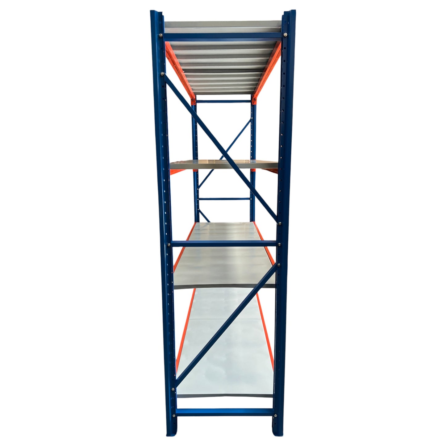 2m X 2m X 60cm Bolted Metal Warehouse Garage Shelf Storage Shelving - Blue/Orange/Grey