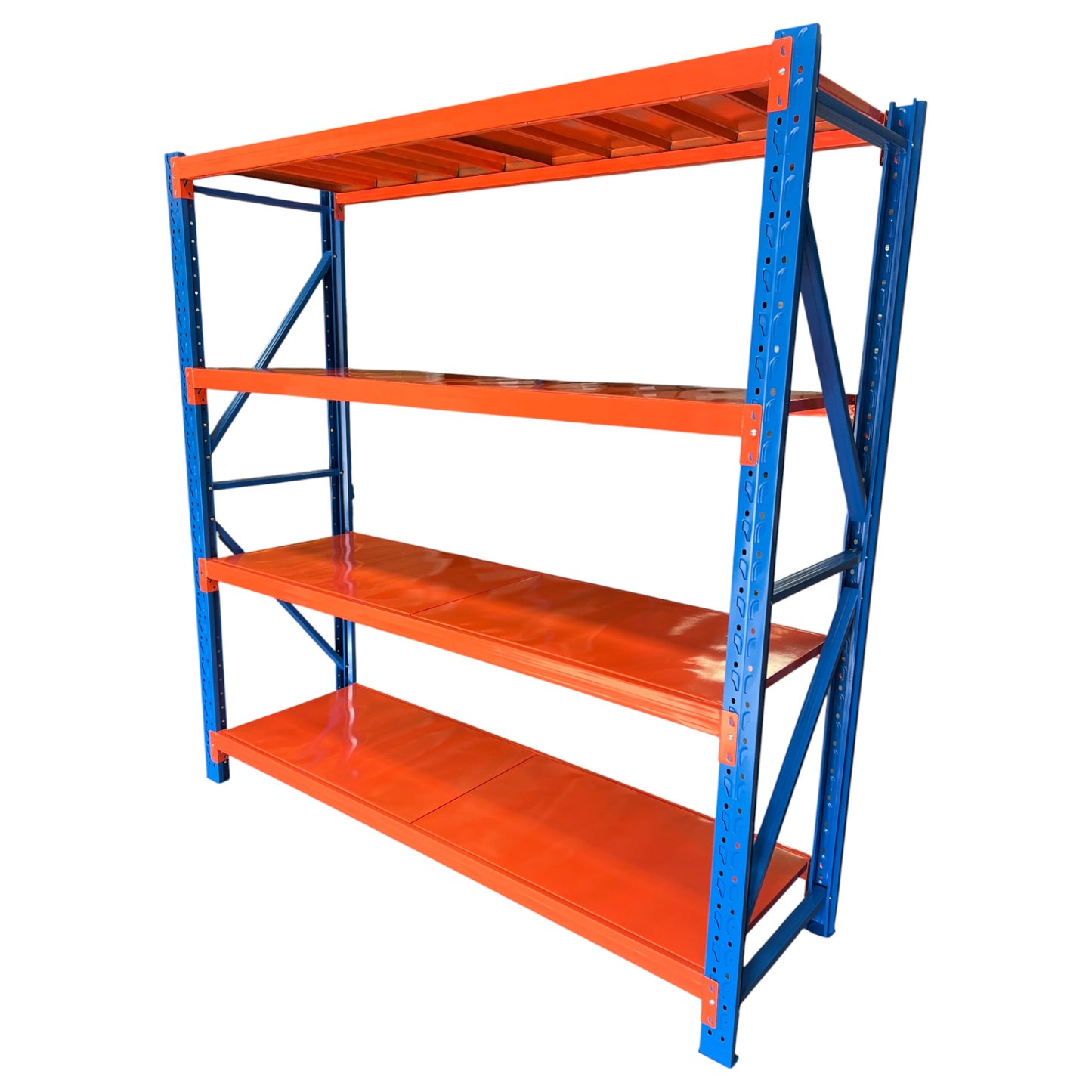 2m X 2m X 60cm Bolted Metal Warehouse Garage Shelf Storage Shelving - Blue/Orange/Orange