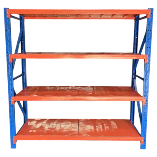 2m X 2m X 60cm Bolted Metal Warehouse Garage Shelf Storage Shelving - Blue/Orange/Orange