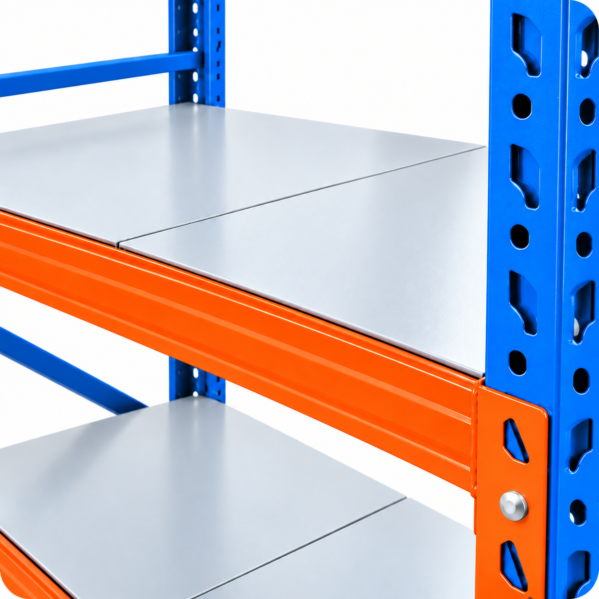 2m X 2m X 60cm Metal Warehouse Garage Shelf Storage Shelving - Blue/Orange/Grey