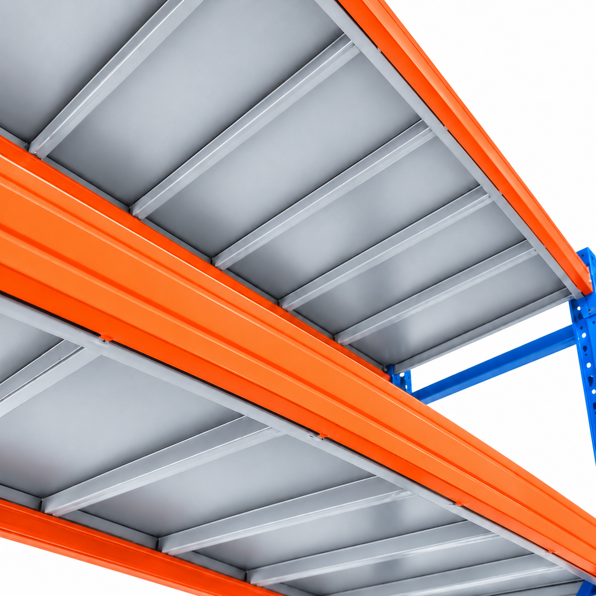 2m X 2m X 60cm Metal Warehouse Garage Shelf Storage Shelving - Blue/Orange/Grey