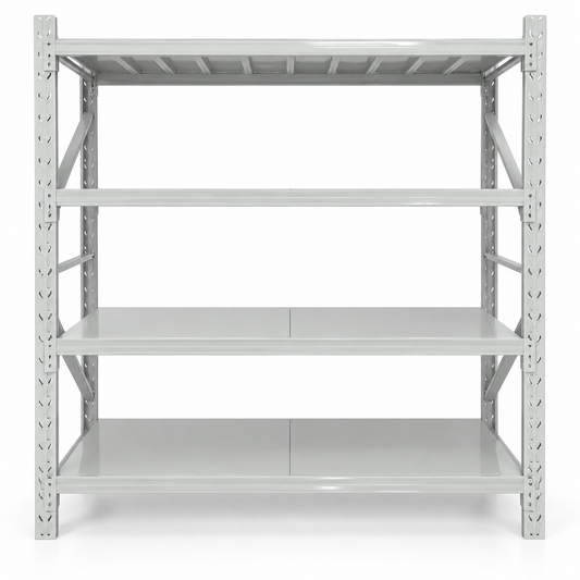 2m X 2m X 60cm Metal Warehouse Garage Shelf Storage Shelving - Light Grey