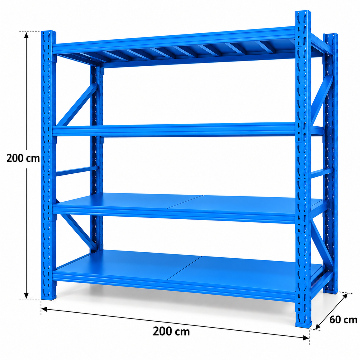 2m X 2m X 60cm Metal Warehouse Garage Shelf Storage Shelving - Blue