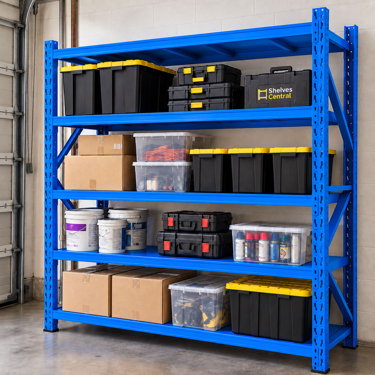 2m X 2m X 60cm Metal Warehouse Garage Shelf Storage Shelving - Blue