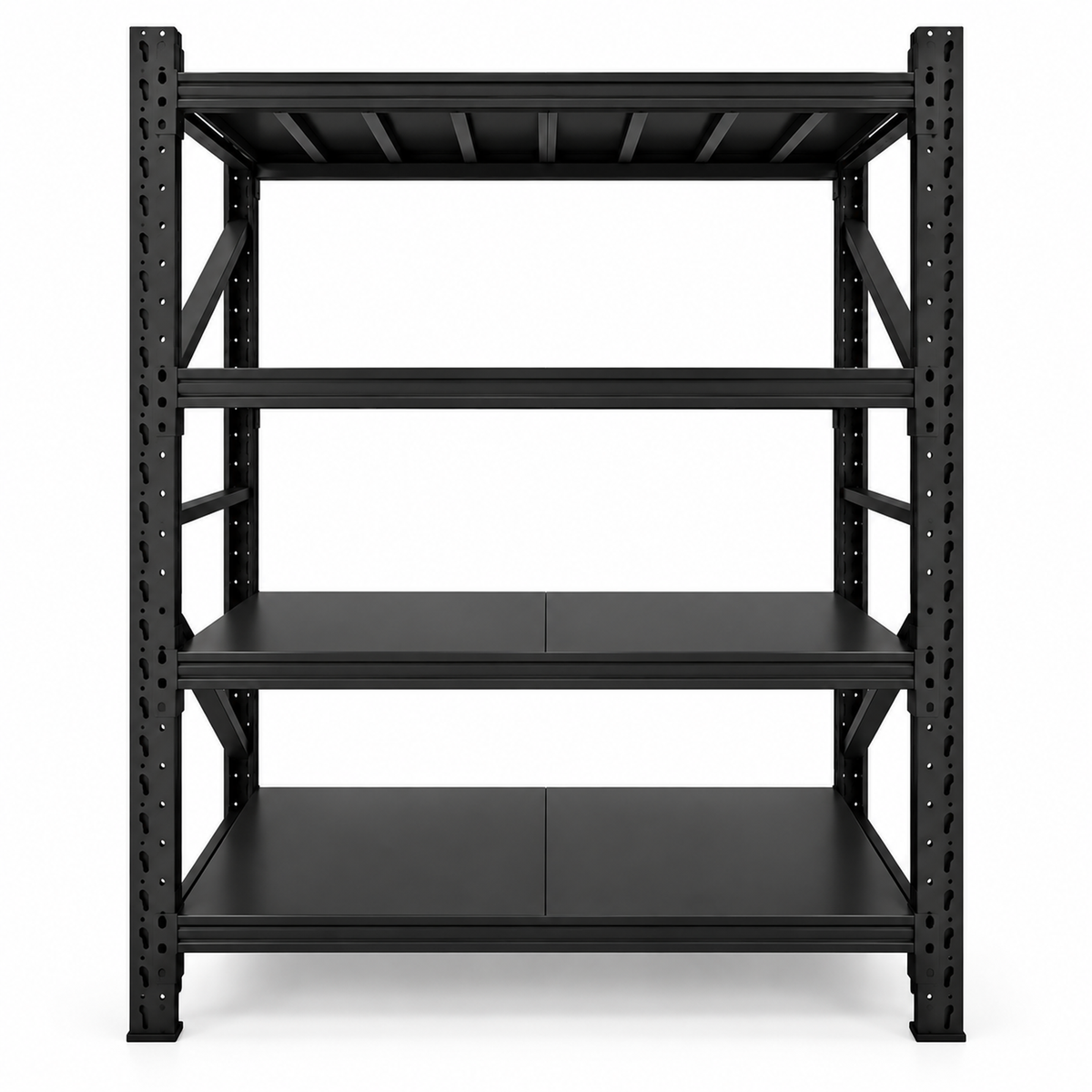 1.5m X 2m X 60cm Metal Warehouse Garage Shelf Storage Shelving - Matte Black