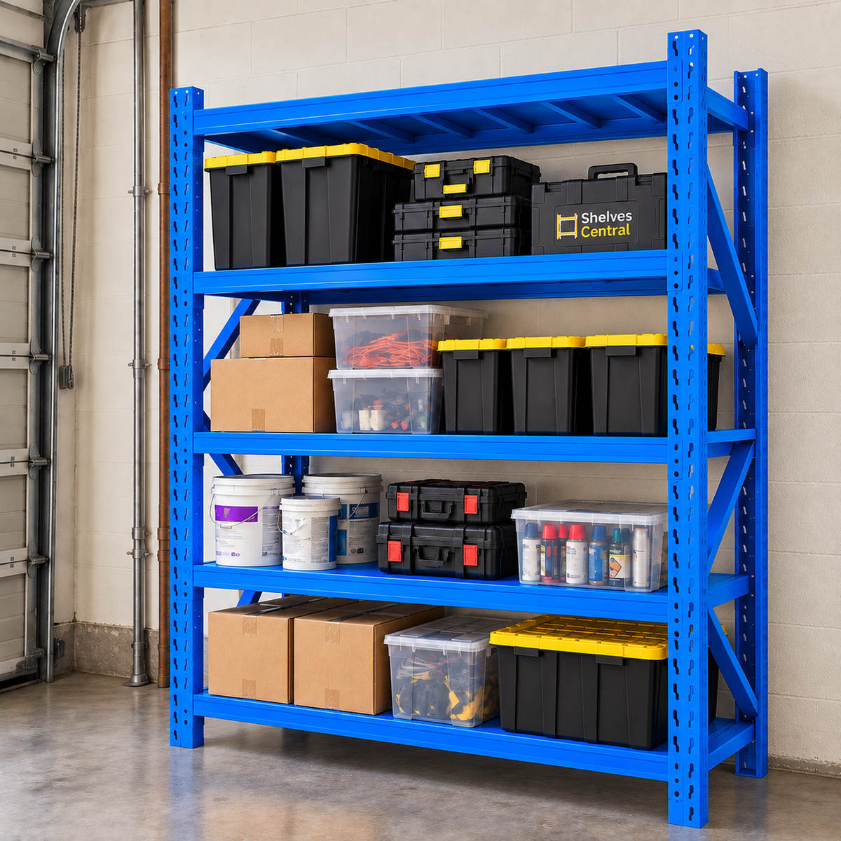 1.5m X 2m X 60cm Metal Warehouse Garage Shelf Storage Shelving - Blue
